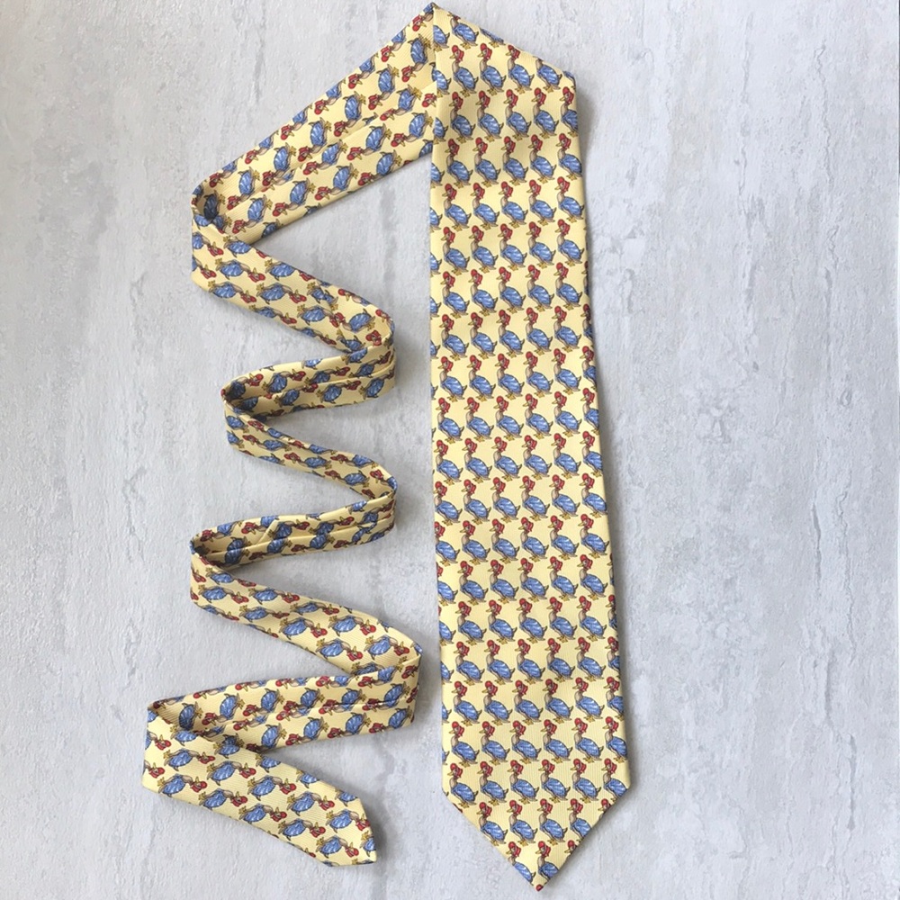 Christian Tyler of London Silk yellow Mother Goose men’s necktie